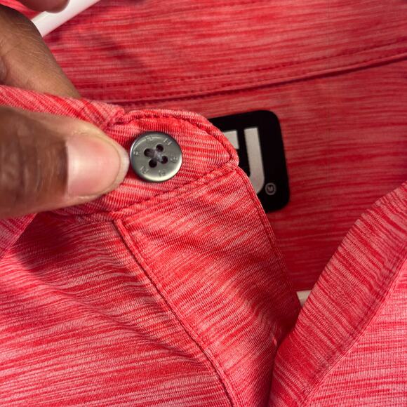 FJ FootJoy Men's Medium Golf Polo Performance Preppy Real Men Wear Pink Marbled - Picture 7 of 9